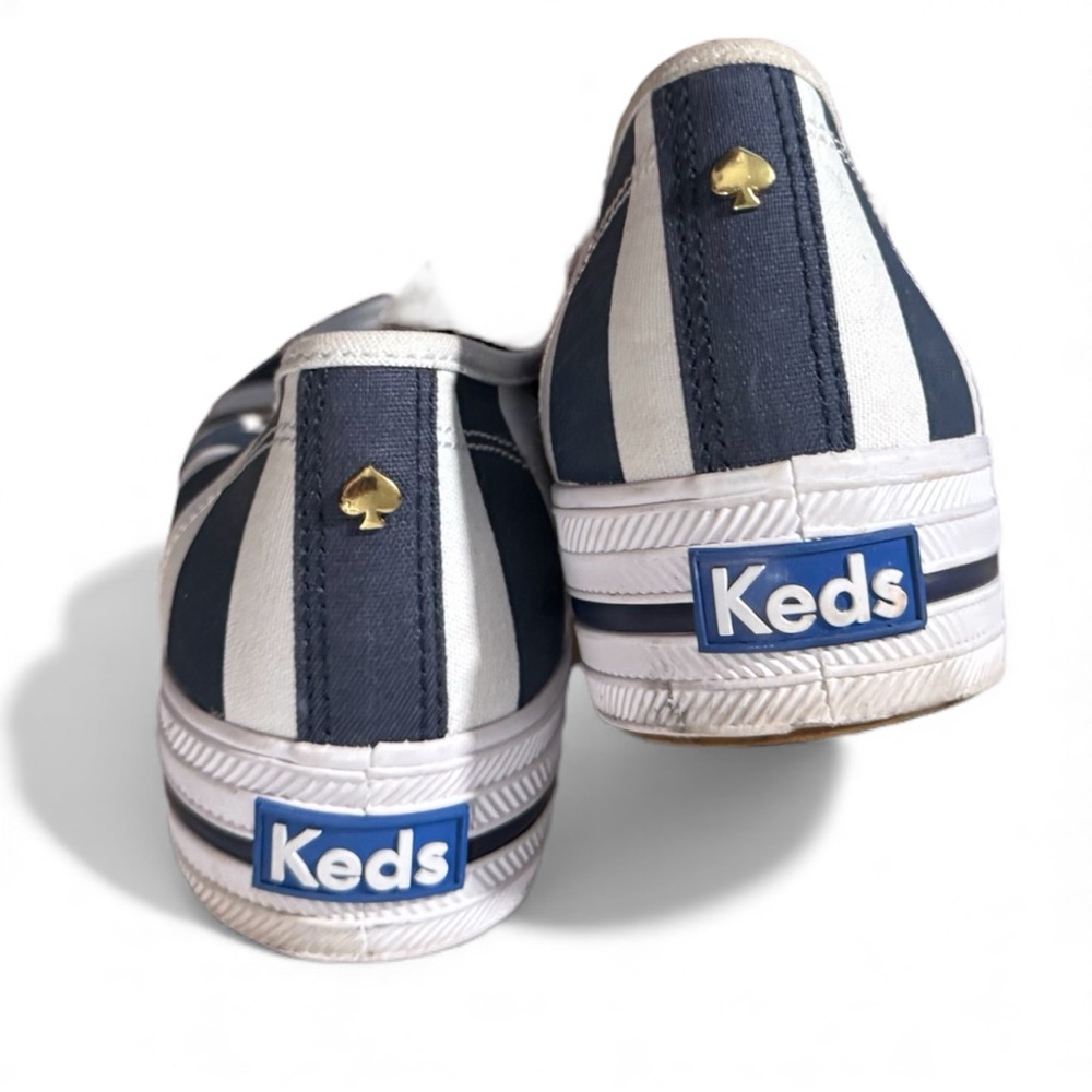 Keds x Kate Spade New York Navy & White Striped Canvas Sneakers Size 9 - Picture 3 of 7